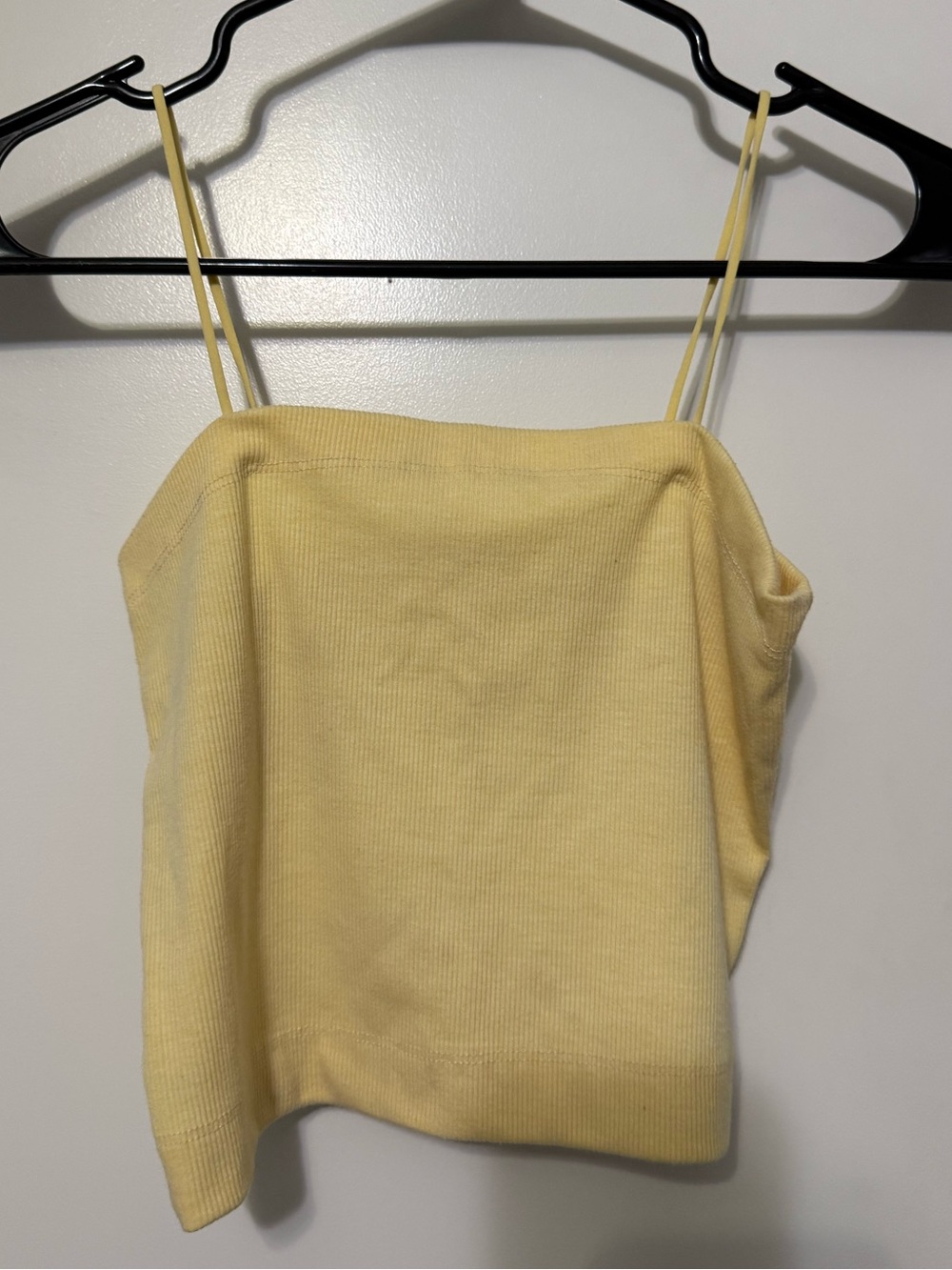 American Eagle Yellow Ribbed Knit Spaghetti Strap Top
